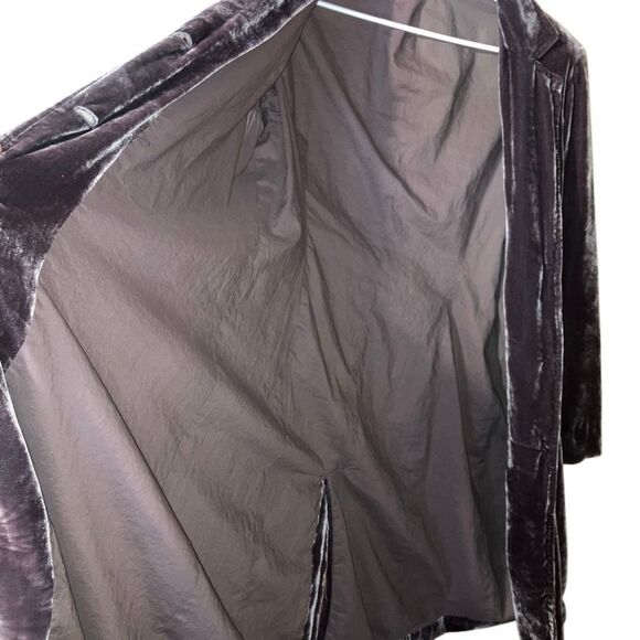 Garnet hill velvet silk blend purple long line trench coat size 16 #751 - Picture 3 of 8